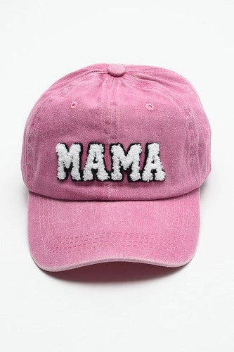 Washed Sherpa Mama Baseball Hat in Pink