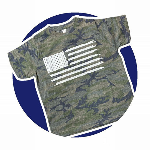 Child Distressed Camo Flag T ~ New ~ choose your size!
