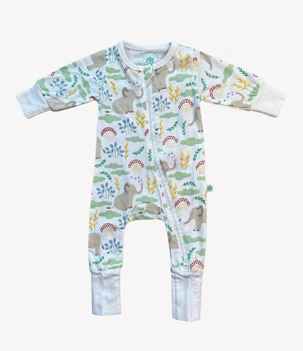 Grow with Me '2-Way' Elephant Zipper Romper in 100% Organic Cotton