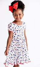 Load image into Gallery viewer, Gingham Red White Blue Stars Ruffle Twirl Dress with Pockets sz 8/10 NEW