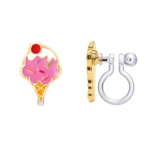 Ice cream cone silicone back clip on earrings. 