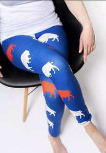 Red and Blue Buffalo Leggings Adult size S/M adult 4-10 ~ Buttery Soft! NEW!