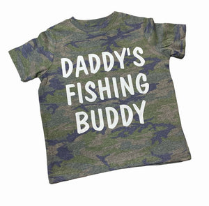 camo toddler daddy's fishing buddy tshirt