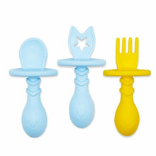 Load image into Gallery viewer, The Teething Egg ~ Eggware Utensils- Infant &amp; Toddler Feeding Set ~ Blue