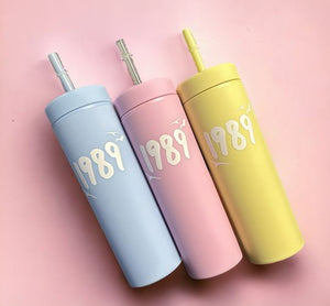 1989 Taylor inspired embellished tumbler 16oz multiple colors comes with straw
