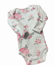 Load image into Gallery viewer, Preemie Girls white pink floral print long sleeve bodysuit NEW