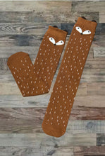 Load image into Gallery viewer, Girls Brown Fox Knee Tube Socks