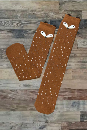 Brown Fox Tube Socks NEW