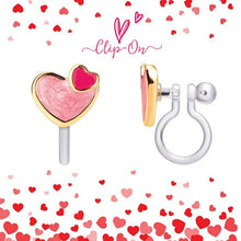 Load image into Gallery viewer, Girls Pink Fuchsia Heart Valentine&#39;s Day Clip on Earrings.