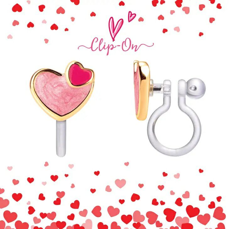 Girls Pink Fuchsia Heart Valentine's Day Clip on Earrings.