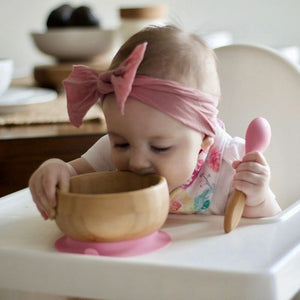 Bamboo baby suction bowl with spoon gift set