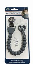 Load image into Gallery viewer, Itzy Ritzy Sweetie Strap Pacifier Clip Gray NEW