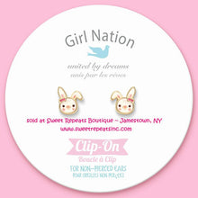 Load image into Gallery viewer, Bouncy bunny silicone clip on earrings. On card tag.  