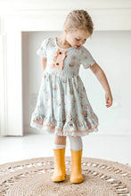 Load image into Gallery viewer, Blue Pink Bunny Eyelet Twirl Dress Perfect for Easter!