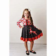 Load image into Gallery viewer, Red Reindeer Christmas Holiday Soft Twirl Dress NEW ~ choose your size!