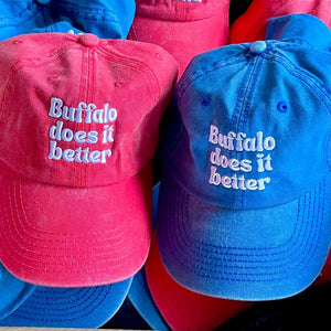 Buffalo Does it better baseball style hat ~ red or blue adjustable