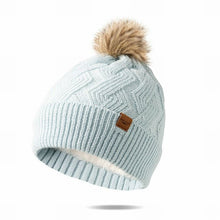Load image into Gallery viewer, Pink or Blue Knit Pom Pom hats! soft &amp; lined