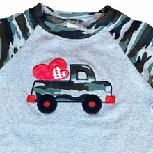 Load image into Gallery viewer, Valentine&#39;s Day Camo Truck T sz M 4t NEW