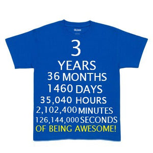 Birthday Tshirt ~ BLUE custom made ~ Ages & size of tshirt NEW