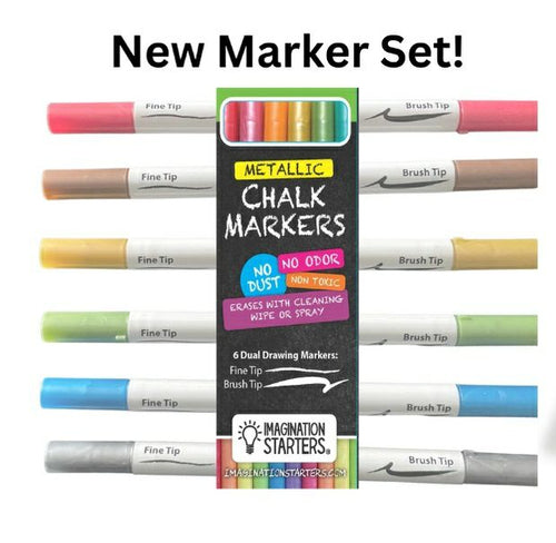 Imagination Starters Dual Tip Metallic Chalk Markers Set of 6