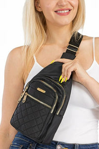 Quilted Black Sling Cross Body Bag