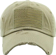 Load image into Gallery viewer, Vintage Patch Hat - American Flag Khaki Adult size NEW