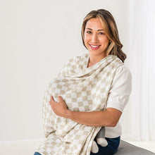 Load image into Gallery viewer, Muslin Blanket and Nursing Cover Tan white