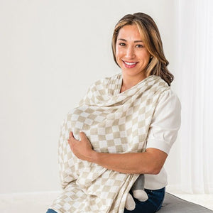 Muslin Blanket and Nursing Cover Tan white