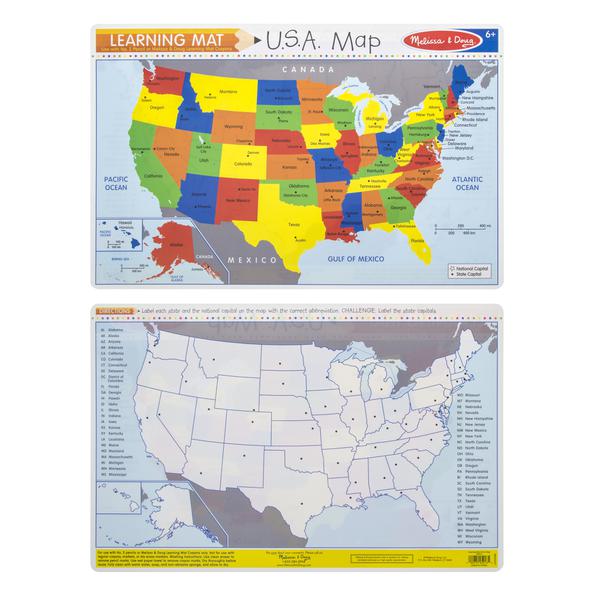 Melissa & Doug NEW Learning Mat USA Map