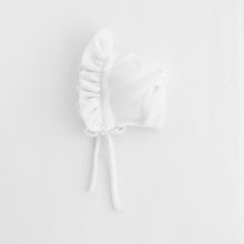 Load image into Gallery viewer, Girls White Ribbon Fleece Bonnet 6-12 months NEW
