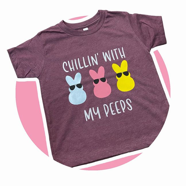 Chillin' With My Peeps sparkle cranberry Tshirt ~ NEW Choose your size!
