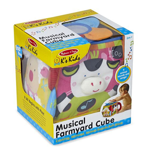 Melissa & Doug Musical Farmyard Cube Learning Toy NEW