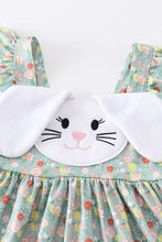 Load image into Gallery viewer, Green Easter Floral Bunny Applique Dress