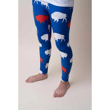 Load image into Gallery viewer, Blue Red &amp; White Buffalo Print Silky Soft stretchy baby &amp; kids leggings. Let&#39;s go Buffalo Bills!