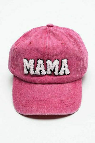 Washed Sherpa Mama Baseball Hat in Fuchsia