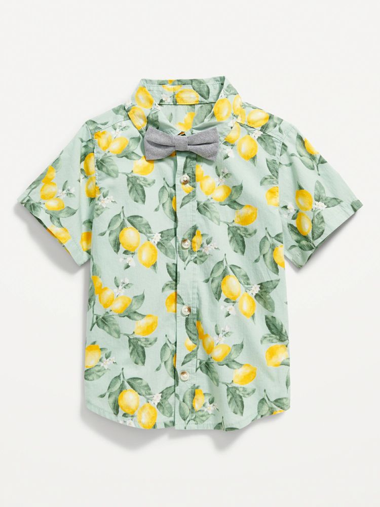 Toddler Boys Lemons Print Button Up Shirt