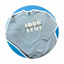 Load image into Gallery viewer, Taylor inspired baby blue 1989 sweatshirt Adult Sizes NEW