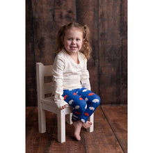 Load image into Gallery viewer, Blue Red &amp; White Buffalo Print Silky Soft stretchy baby &amp; kids leggings. Let&#39;s go Buffalo!