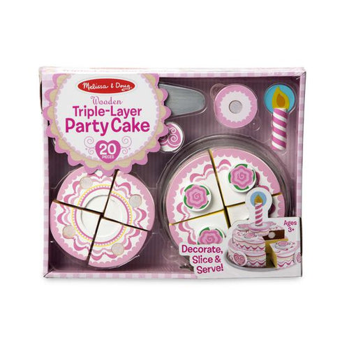 Melissa & Doug Triple-Layer Party Cake - Wooden Play Food New