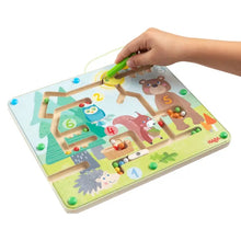 Load image into Gallery viewer, HABA Magnetic Maze Forest Friends Travel Toy close up.