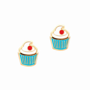 Cupcake cutie lead free pierced earrings.