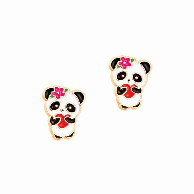 Girl Nation Panda Love Cutie Lead Free Pierced Earrings NEW