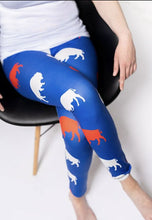Load image into Gallery viewer, Red and Blue Buffalo Leggings Adult size L/XL adult 12-16 ~ Buttery Soft! NEW!