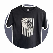Load image into Gallery viewer, Child Black or White Patriotic Eagle Flag T ~ choose size!