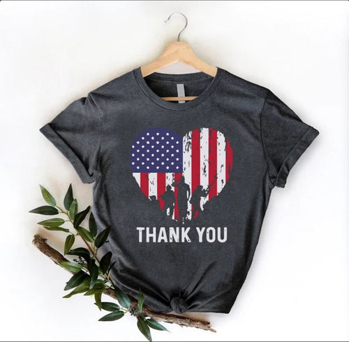 Patriotic Heart Thank You T ~ adult size NEW ~ choose your size!
