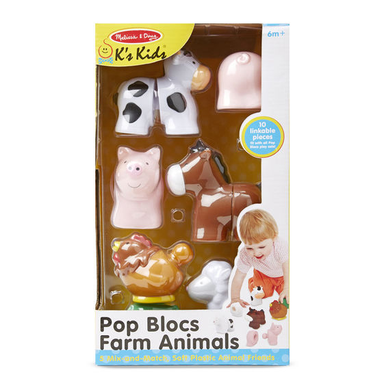 Melissa & Doug Pop Blocs Farm Animals Learning Toy NEW