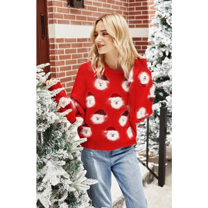 Red Soft Santa Knit Sweater ~ semi cropped ~ Adult Sizes NEW