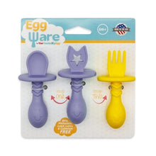Load image into Gallery viewer, The Teething Egg ~ Eggware Utensils- Infant &amp; Toddler Feeding Set ~ Lavender