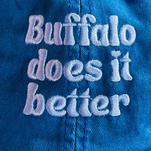 Load image into Gallery viewer, Buffalo does it better blue baseball hat close up