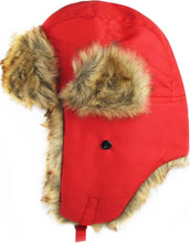 Load image into Gallery viewer, Winter Trapper Hat for adults ear flaps red